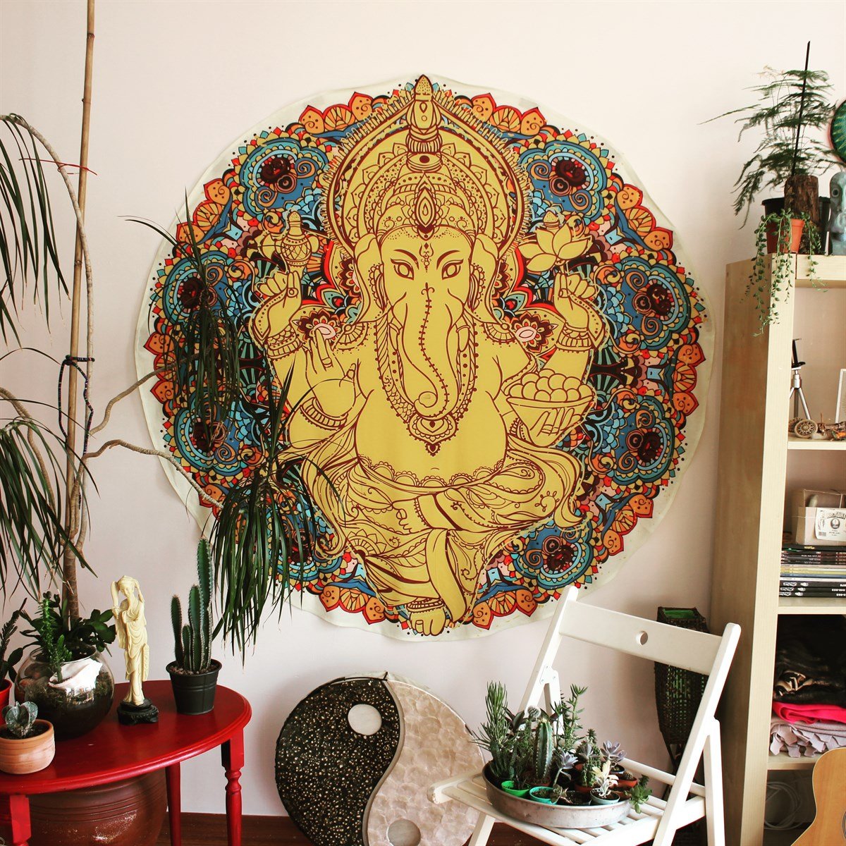 Gelber Ganesh-Wandverkleidung 75x75 cm