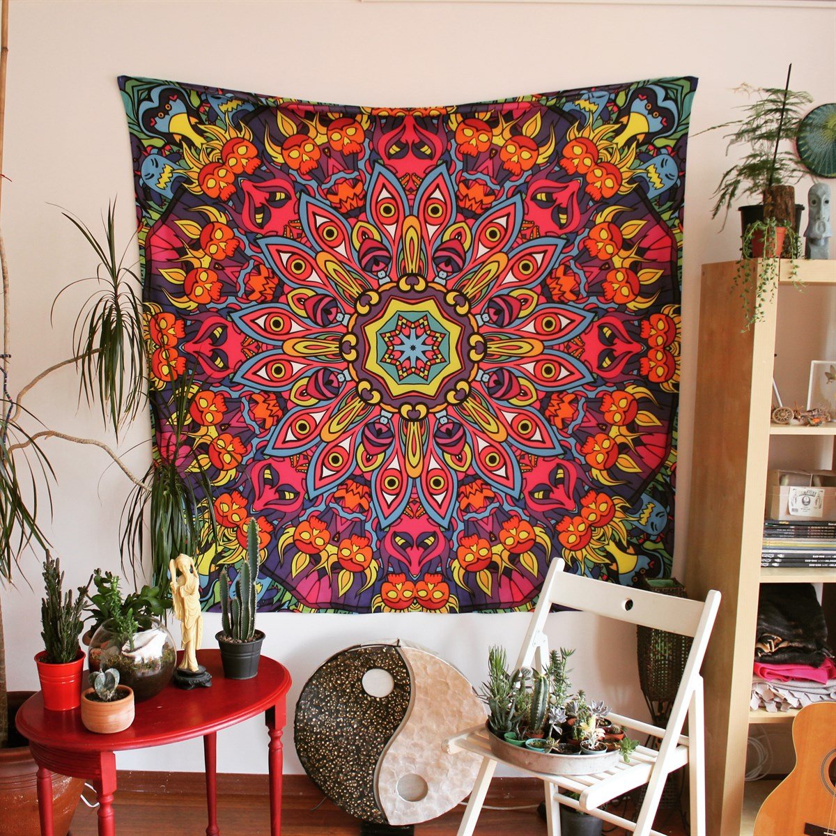 Psychedelisches Mandala der 60er Jahre  - Wandverkleidung 75x75 cm