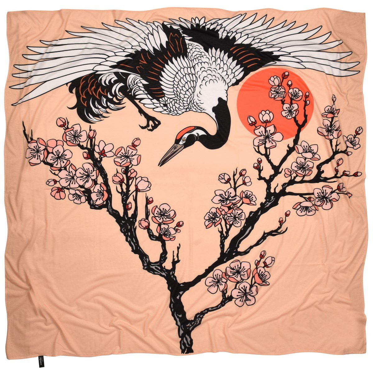 Japanischer Kranich und Sakura-Baum - Wandverkleidung 150x150 cm