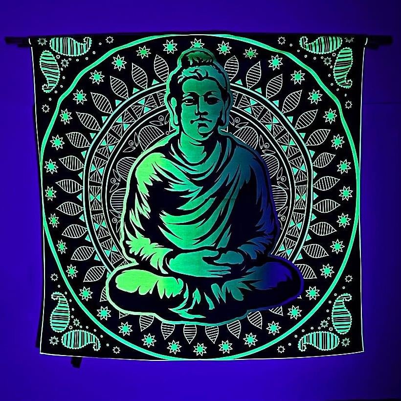 Buddha im Loop / Neon Wanddekoration 70x70 cm