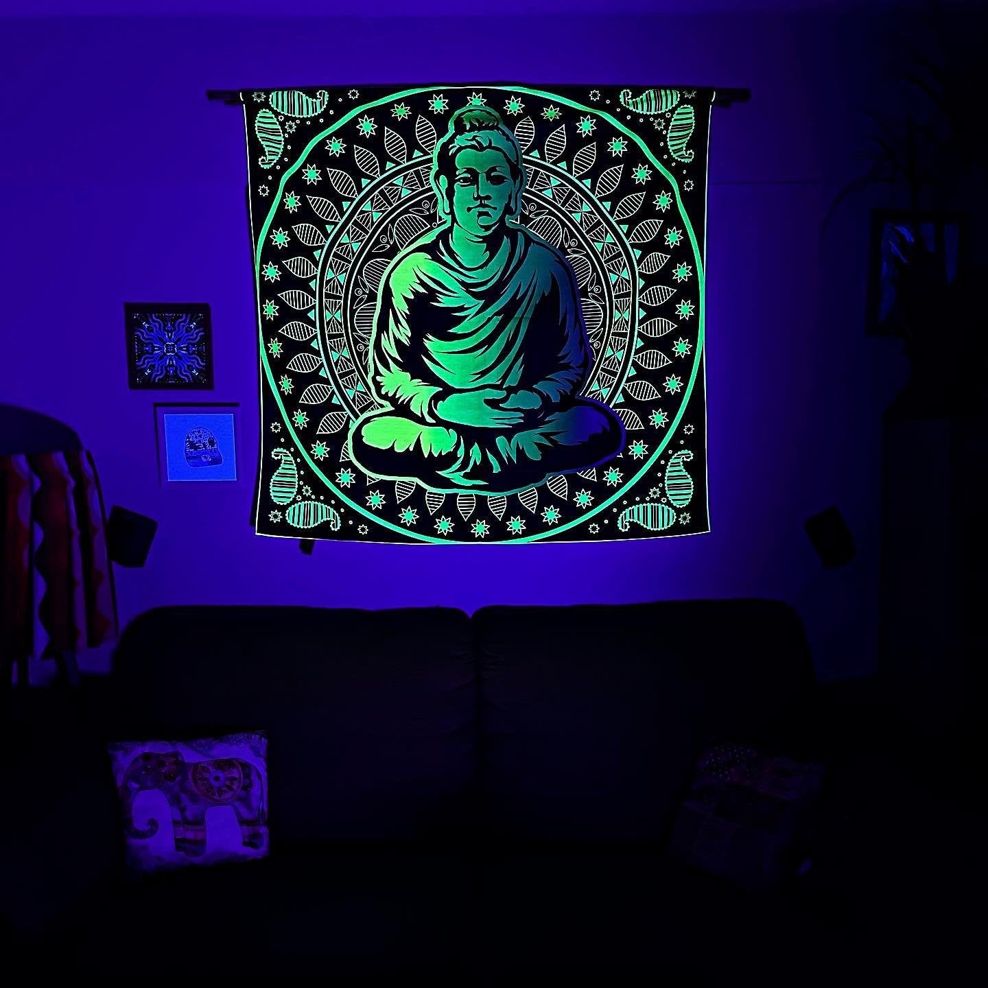 Buddha im Loop / Neon Wanddekoration 70x70 cm