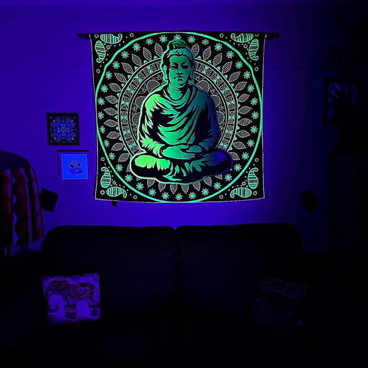 Buddha im Loop / Neon Wanddekoration 70x70 cm