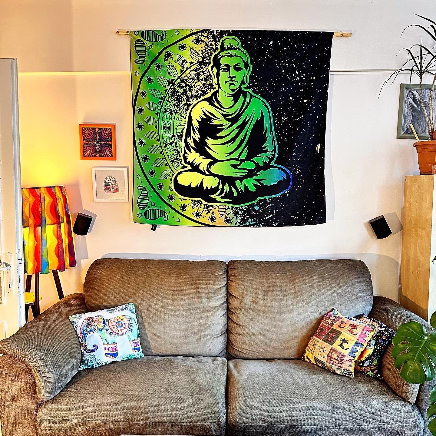 Buddha in the Cosmos / Neon Wanddekoration 70x70 cm