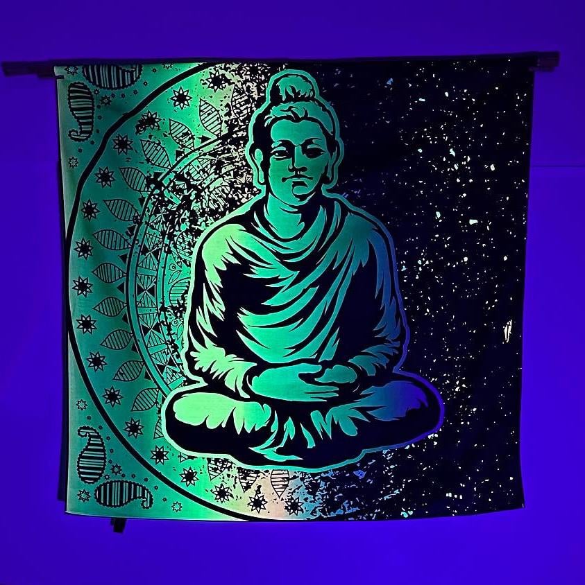 Buddha in the Cosmos / Neon Wanddekoration 70x70 cm