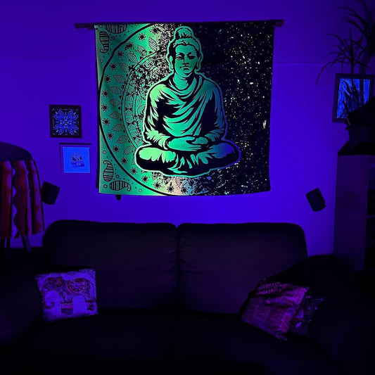 Buddha in the Cosmos / Neon Wanddekoration 70x70 cm