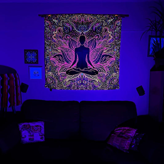 Psychedelisches spirituelles Om / Neon Wanddekoration 70x70 cm