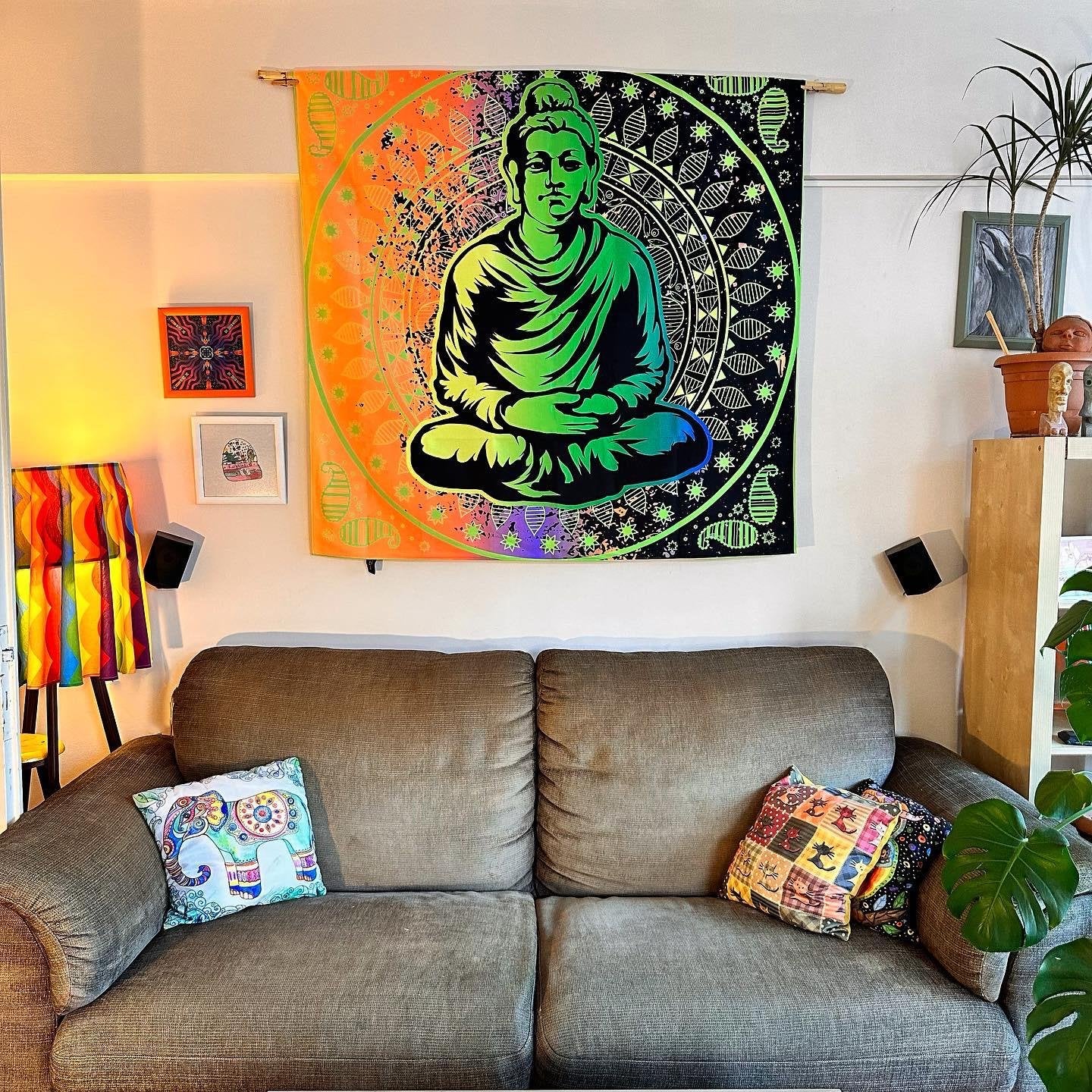 Buddha Illuminates the Darkness / Neon Wanddekoration 70x70 cm