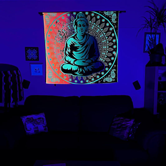 Buddha Illuminates the Darkness / Neon Wanddekoration 70x70 cm
