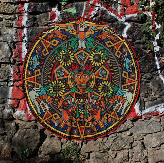 Aztekische runde Wandverkleidung - Wandverkleidung 75x75 cm